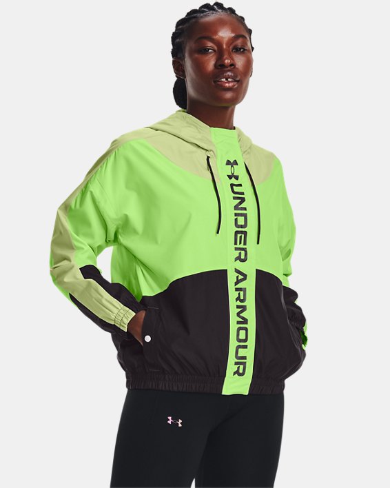 Women's UA RUSH™ Woven Full-Zip Jacket, Green, pdpMainDesktop image number 0